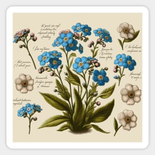 Vintage Forget me not Botanical Magnet